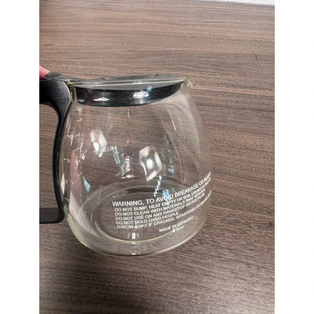 Mr.‎ Coffee 12 Cup Replacement Glass Carafe Black Lid Handle Made in Germany EUC